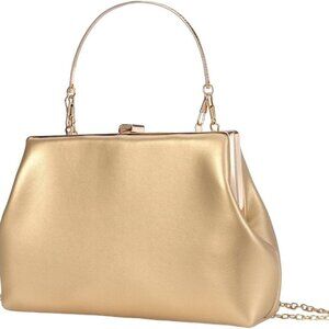 Women's Kiss Lock Top Handle Solid Evening Bag Chain Shoulder Strap Glamorous Cl